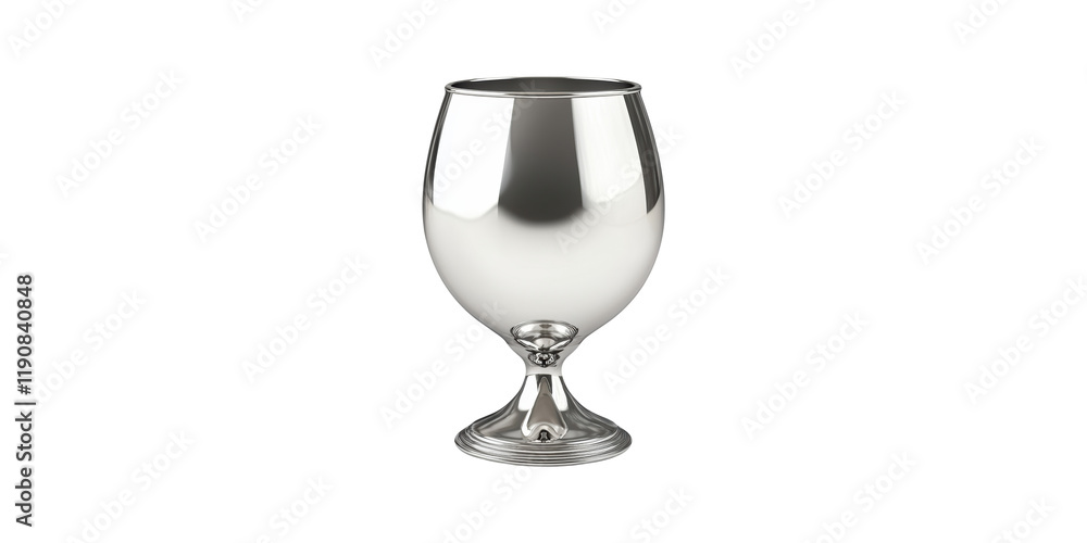 Shiny metal goblet isolated on transparent background