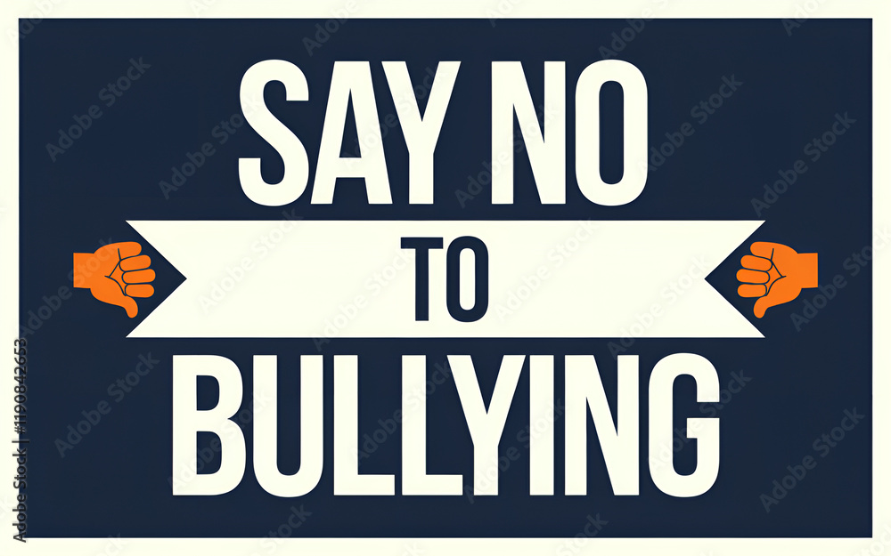 Fototapeta premium Say No to Bullying - Minimalist Poster with Bold Blue and White Typography