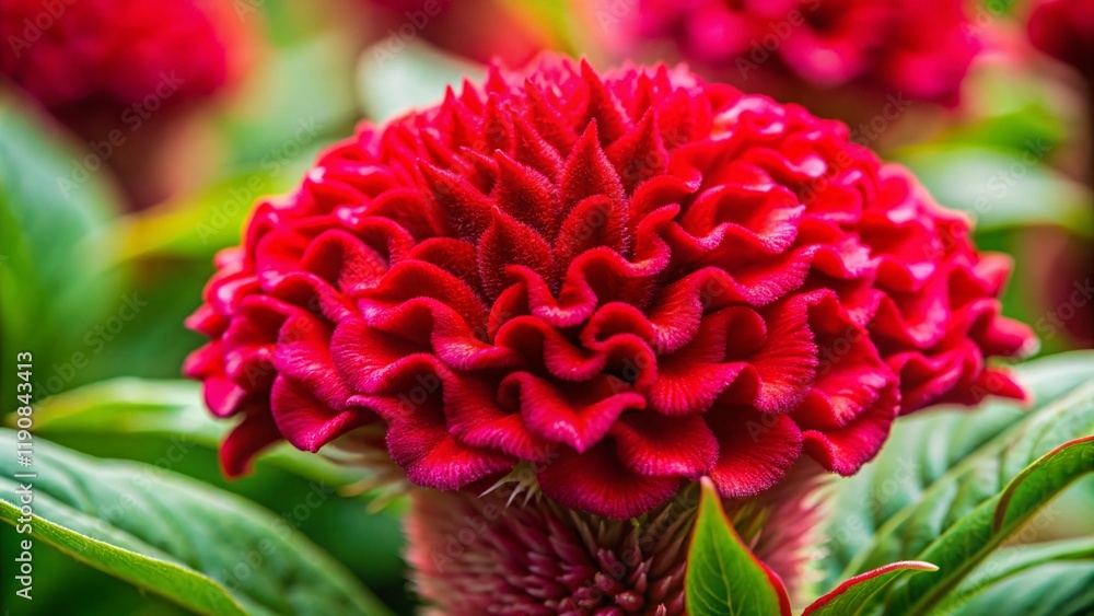 Vibrant Red Cockscomb Flower Close-Up Macro Shot Vibrant Red Cockscomb Flower Close-Up Macro Shot