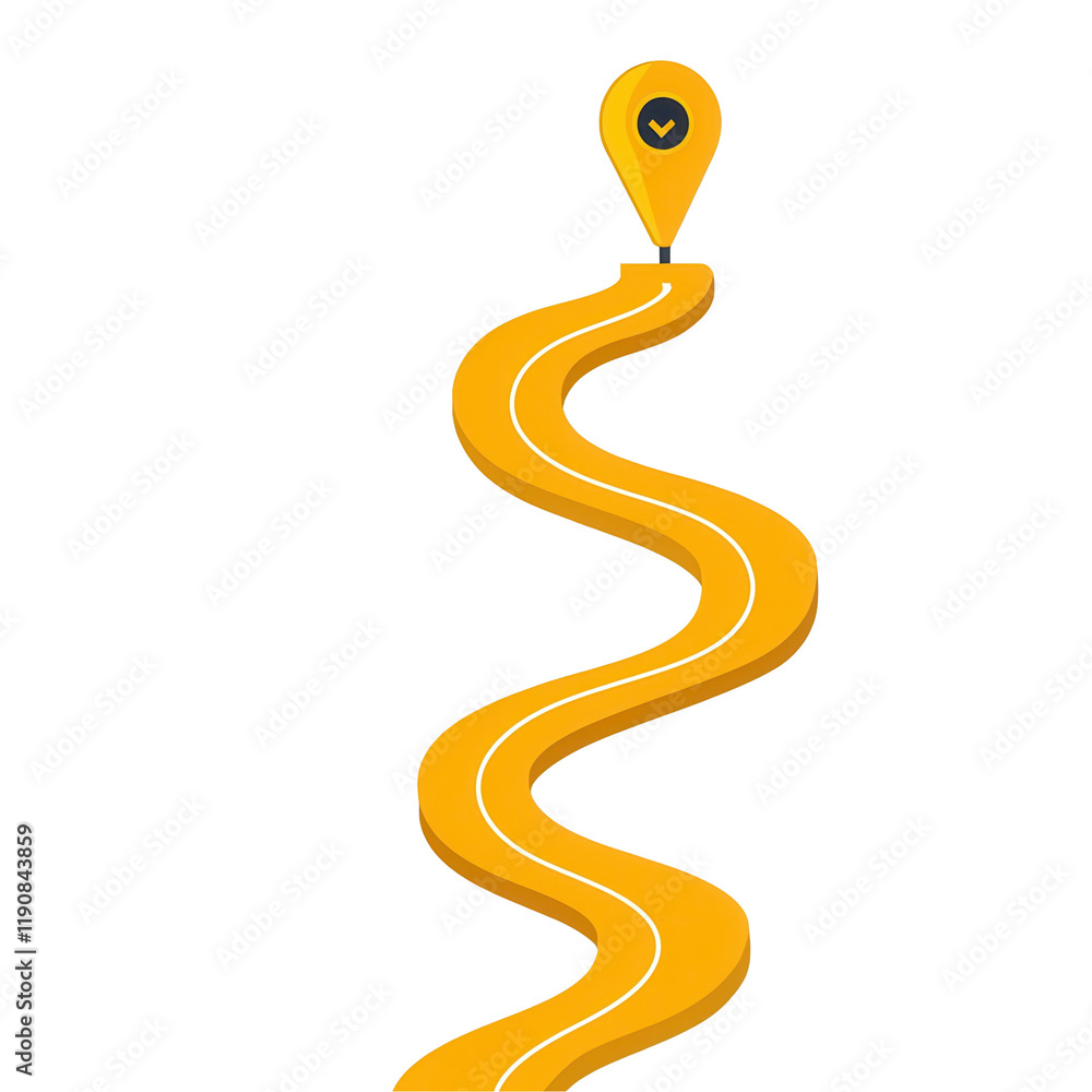 Fototapeta premium Winding road navigation icon with transparent background digital illustration modern design graphic elements