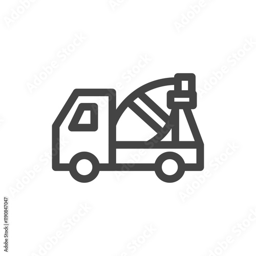 線画乗り物関連の単品アイコン　ミキサー車