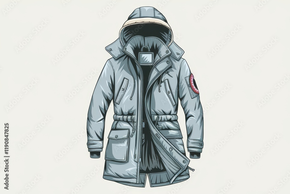 Obraz premium Stylish Hooded Winter Parka Jacket Design
