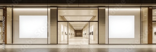 Illuminated Storefront Advertising Panels With Digital Display In Upscale Shopping Mall