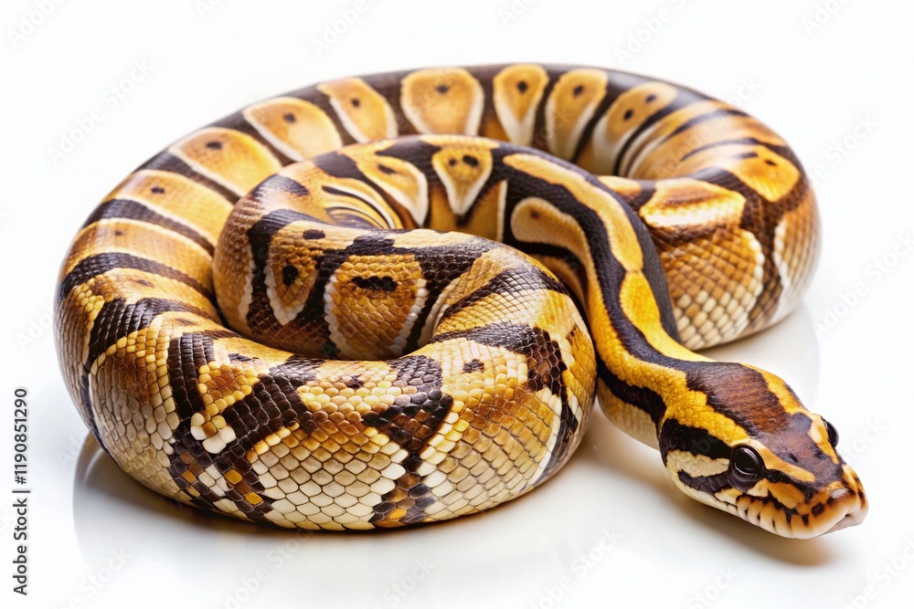 Macro Photo of African Ball Python Isolated on White Background, Clipping Path Included Macro Photo of African Ball Python Isolated on White Background, Clipping Path Included