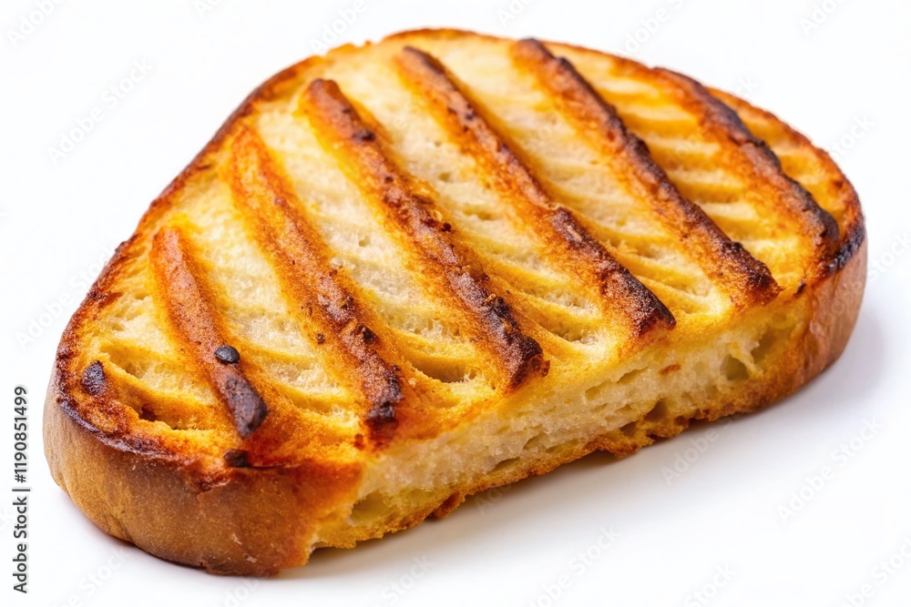 Macro Photo of Grilled Crusty Toast Slice, Isolated on White Macro Photo of Grilled Crusty Toast Slice, Isolated on White