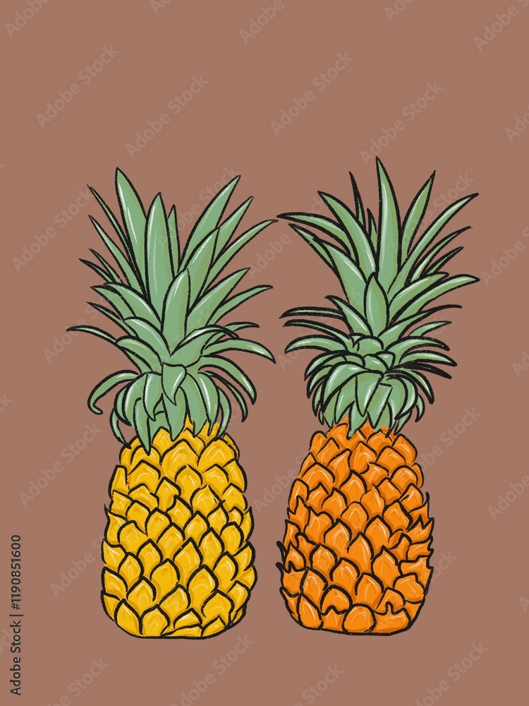 set of bright pineapple set of bright pineapple