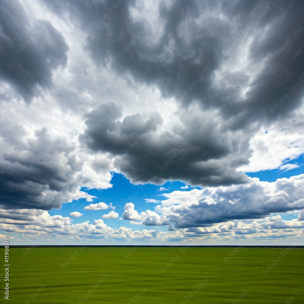 Fototapeta premium green field and cloudy sky