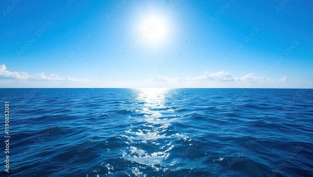 Bright Sun Shining Over Calm Ocean Waters Bright Sun Shining Over Calm Ocean Waters