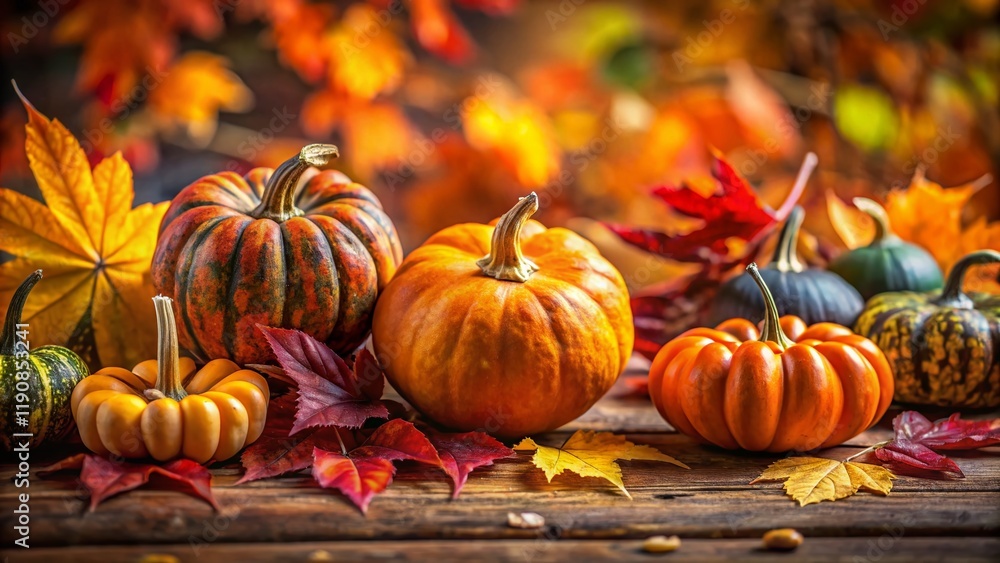 Macro Thanksgiving Design: Gratitude Message Space - Autumn Leaves & Pumpkins Macro Thanksgiving Design: Gratitude Message Space - Autumn Leaves & Pumpkins