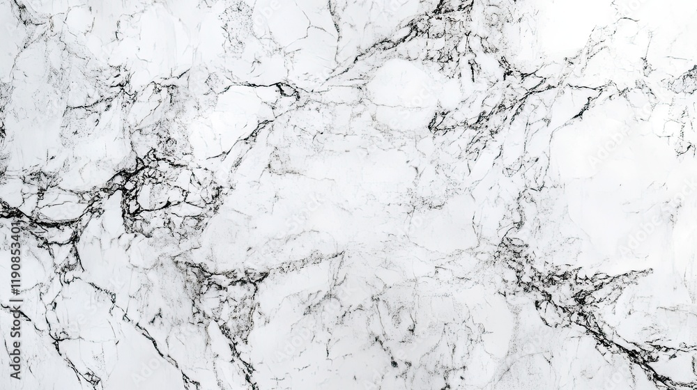 Fototapeta premium A polished white marble wall with intricate gray veining, set in a modern luxury bathroom with sleek, minimalist design elements