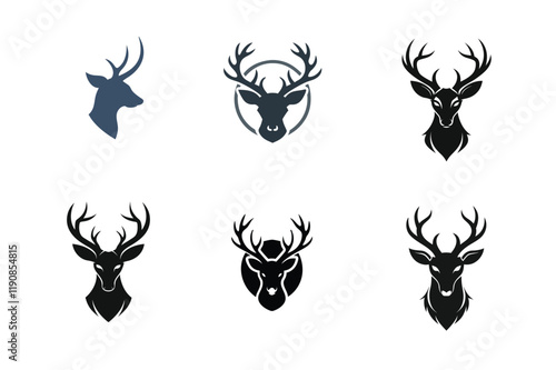 deer head logo with silhouette