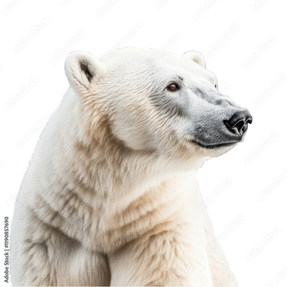 Portrait of polar bear side view isolated on transparent background Portrait of polar bear side view isolated on transparent background