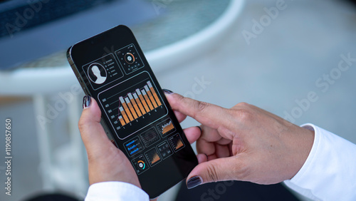 Obraz na płótnie Employees Work Information, dashboard with graphs and charts. Concept of data management system, business intelligence, data statistics, performance analysis, key performance indicators (KPI) w salonie