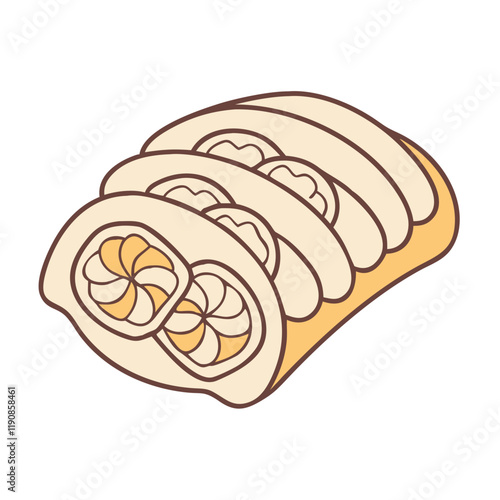 german style apple strudel vector icon, german style apple strudel vector illustration - simple illustration of german style apple strudel, perfect for logos german style apple strudel 