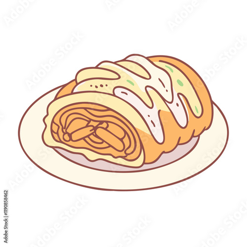 german style apple strudel vector icon, german style apple strudel vector illustration - simple illustration of german style apple strudel, perfect for logos german style apple strudel 