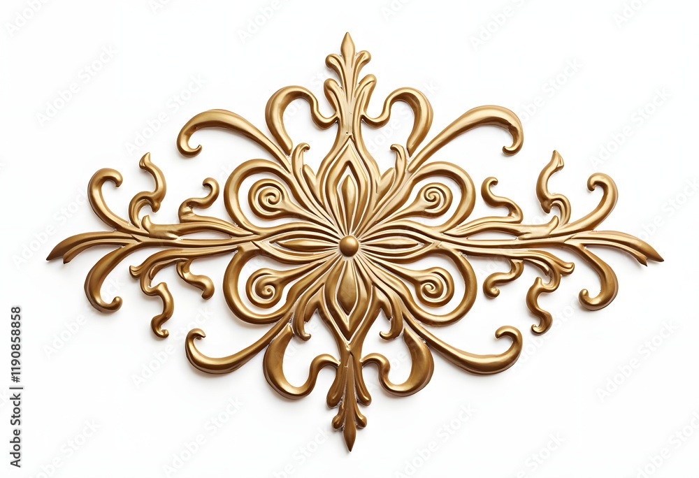 Gold ornament on a white background. Isolated. 3D illustration
Gold ornament on a white background. Isolated. 3D illustration