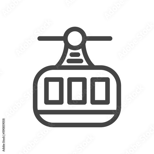 線画乗り物関連の単品アイコン　ロープウェイ