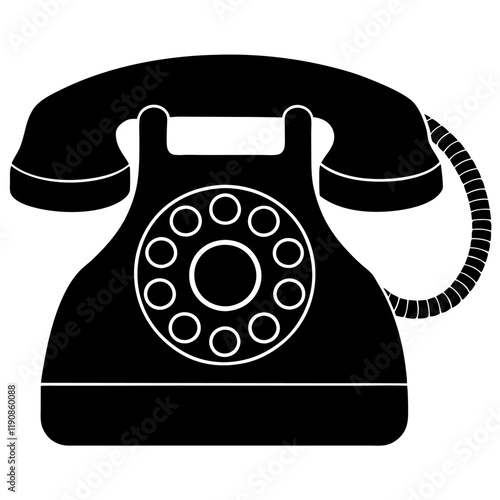 Bakelite Telephone silhouette vector icon illustration, telephone on white background.