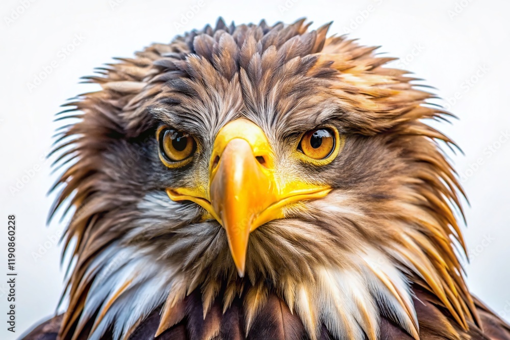 Majestic Eagle Portrait: Powerful Bird of Prey on White Background Majestic Eagle Portrait: Powerful Bird of Prey on White Background