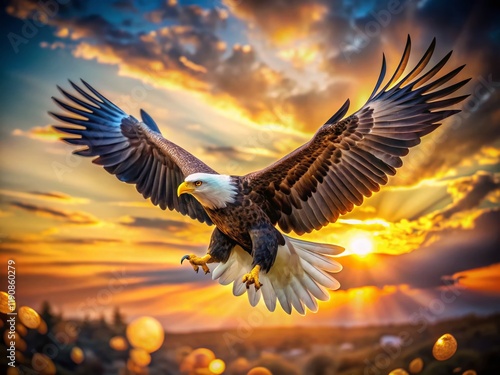 Wallpaper Mural Majestic Eagle Soaring in Flight with Beautiful Bokeh Background Torontodigital.ca