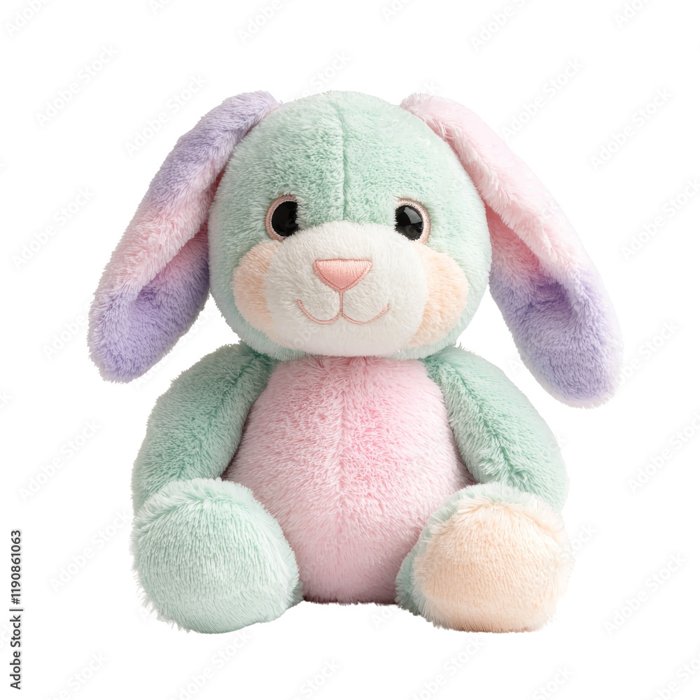 Soft plush bunny toy with pastel colors, perfect for cuddling and playtime. This adorable stuffed animal features long ears and friendly expression, making it delightful companion for children Soft plush bunny toy with pastel colors, perfect for cuddling and playtime. This adorable stuffed animal features long ears and friendly expression, making it delightful companion for children