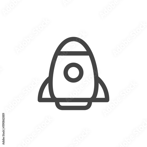 線画乗り物関連の単品アイコン　宇宙ロケット