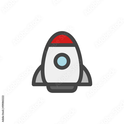 カラー乗り物関連の単品アイコン　宇宙ロケット