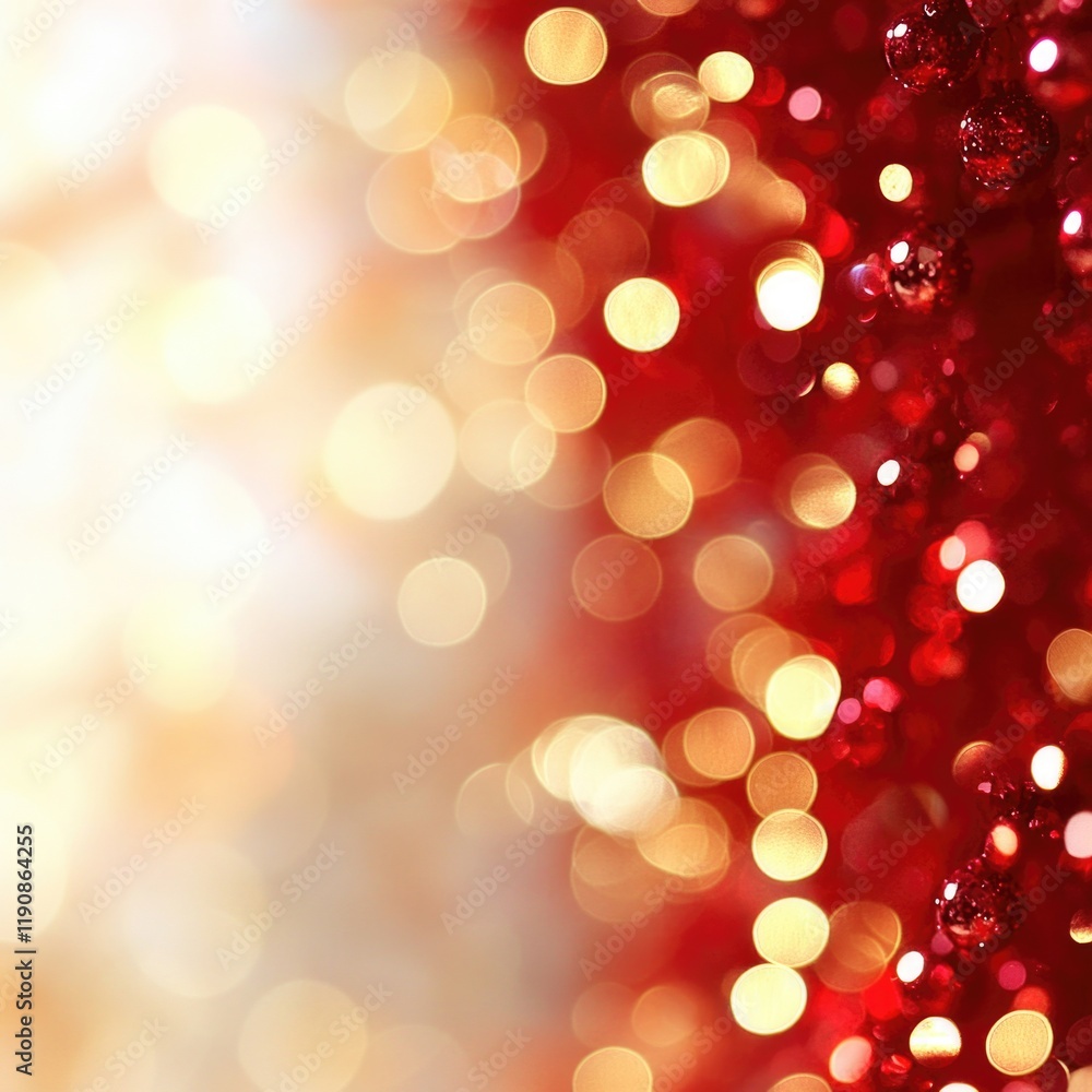 Fototapeta premium Bright red and golden bokeh lights create a festive atmosphere during a joyful celebration