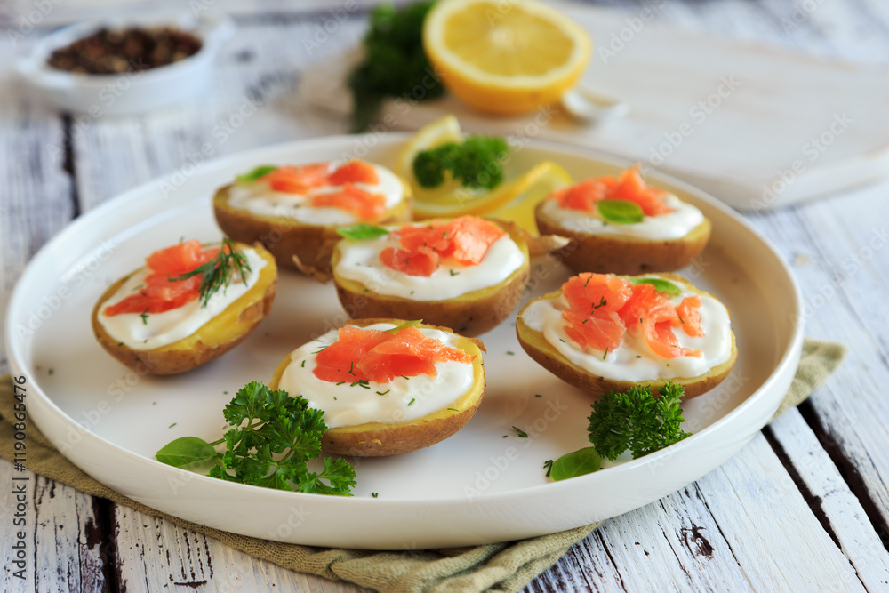 Kartoffeln aus dem Ofen mit Lachs Kartoffeln aus dem Ofen mit Lachs