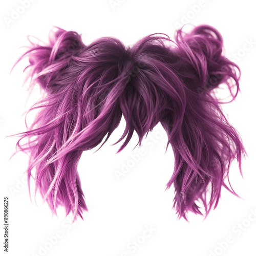 women's kare hairstyle  with two buns  hairs bright pink colors .
 women fashion beauty style .AI generated