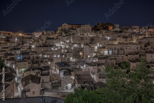 The Mysterious Night View of Materas Historic Stone Buildings Captivates Visitors Awe photo