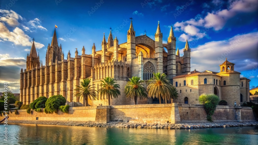 Obraz premium Majestic Palma Cathedral, Mallorca: Gothic Architecture & Spanish Sunlight