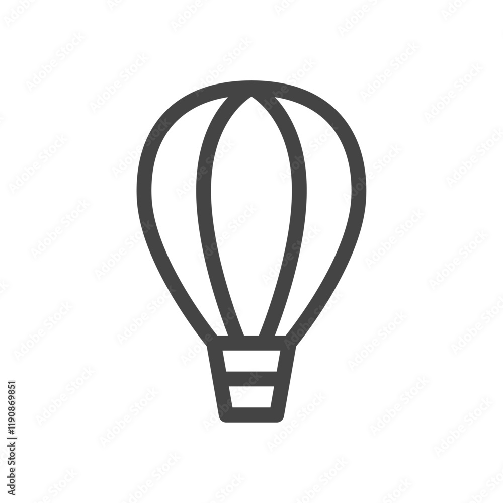 Obraz premium 線画乗り物関連の単品アイコン 気球