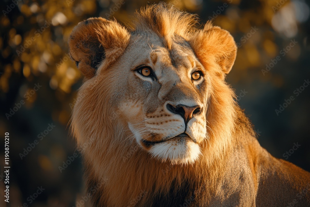 Obraz premium A majestic lion in its natural habitat, captured in a stunning and detailed close-up