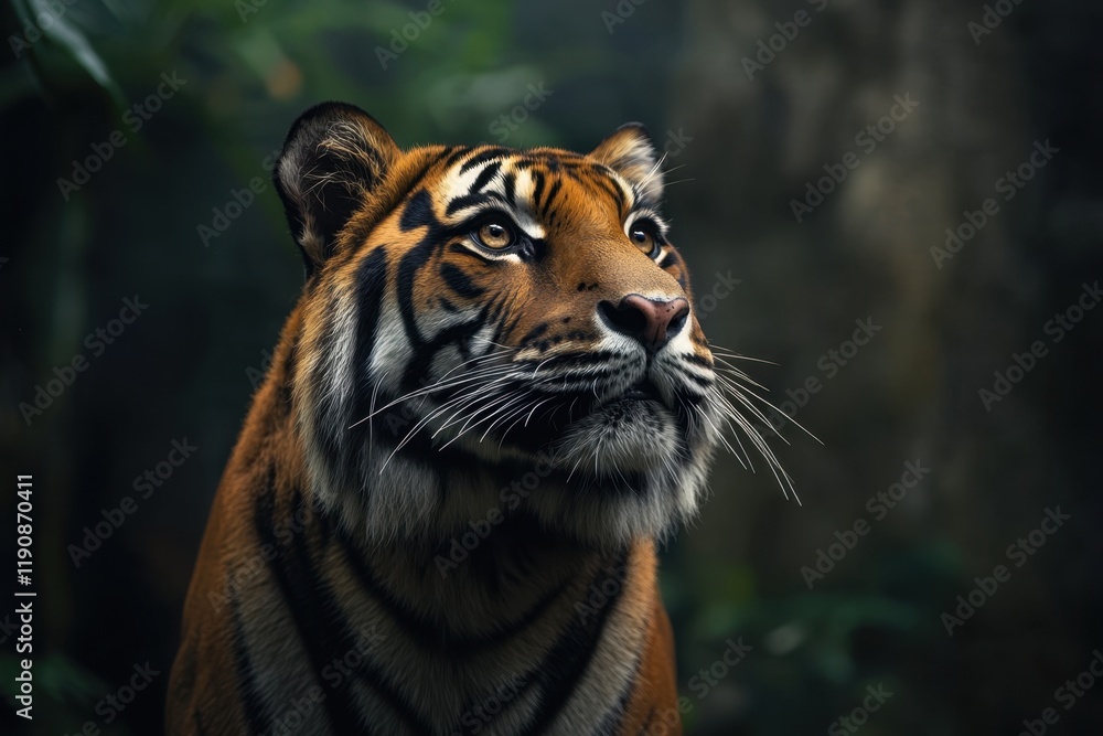 Obraz premium A majestic tiger in its natural habitat, captured in a stunning and detailed close-up