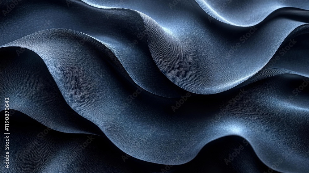 Fototapeta premium Abstract Black Flowing Ribbons. Generative AI