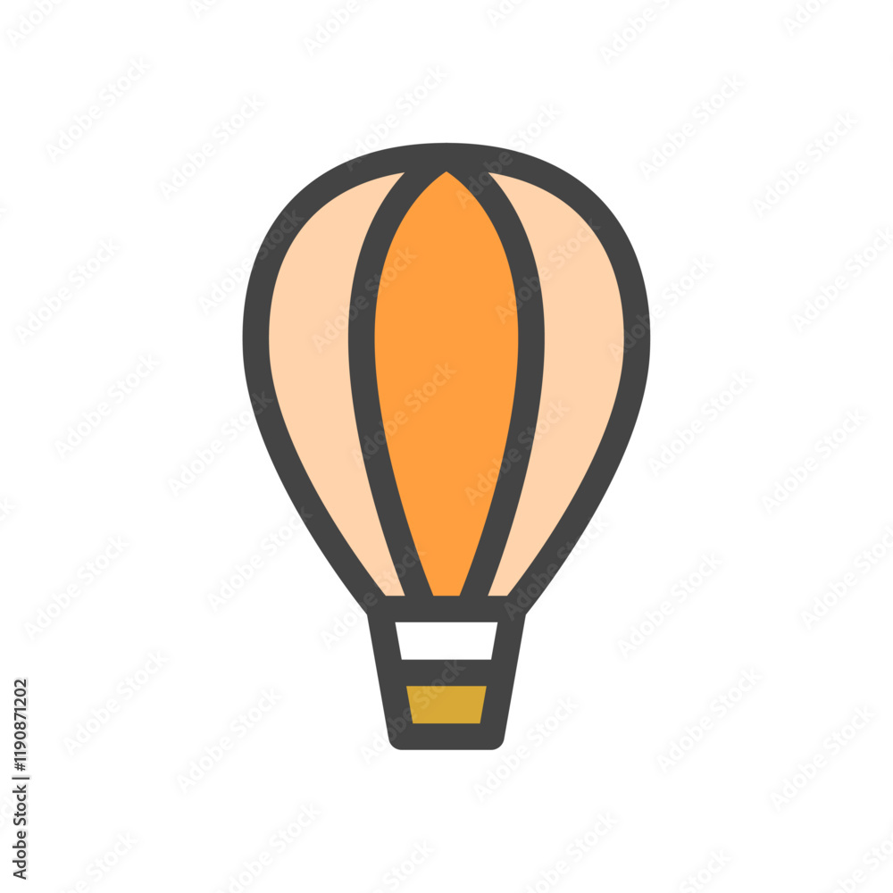 Obraz premium カラー乗り物関連の単品アイコン 気球