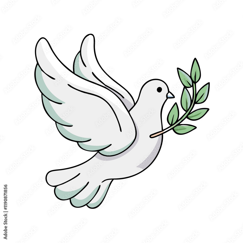 Obraz premium dove with olive branch vector icon, dove with olive branch vector illustration - simple illustration of dove with olive branch, perfect for logos and icons