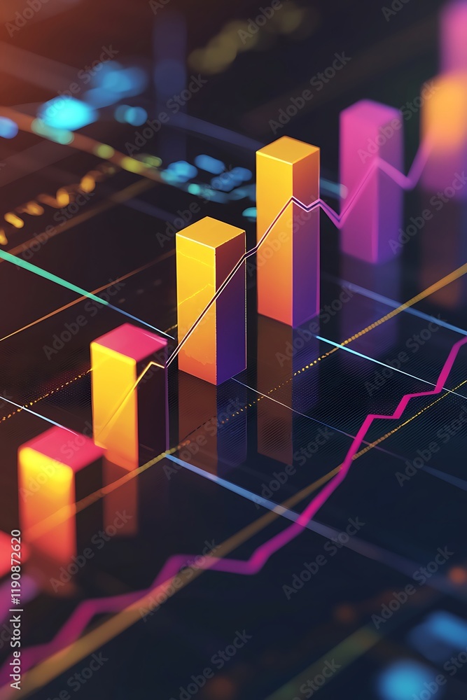 Fototapeta premium Minimalist stock graph showcasing wealth growth.