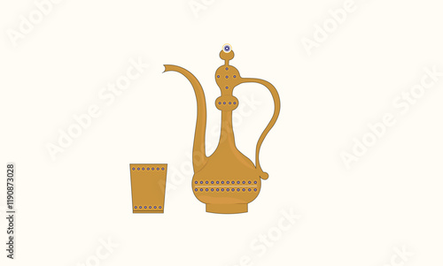 Turkish traditional decorated copper pitcher image