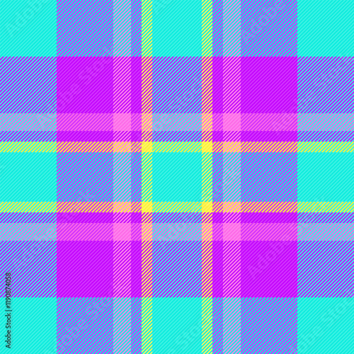 Lumberjack pattern plaid vector, poncho seamless fabric check. Frame background tartan textile texture in bright and teal colors.