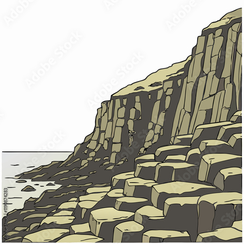 Jagged rock formations in a cliffside, showing natural irregularities and layers Seamless Pattern Texture