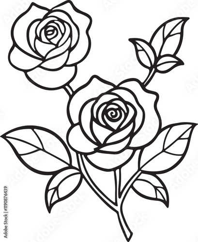 Wallpaper Mural black Line art rose flower set icon vector  Torontodigital.ca