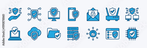 Tableau sur toile Set of shield security protection technology icon vector