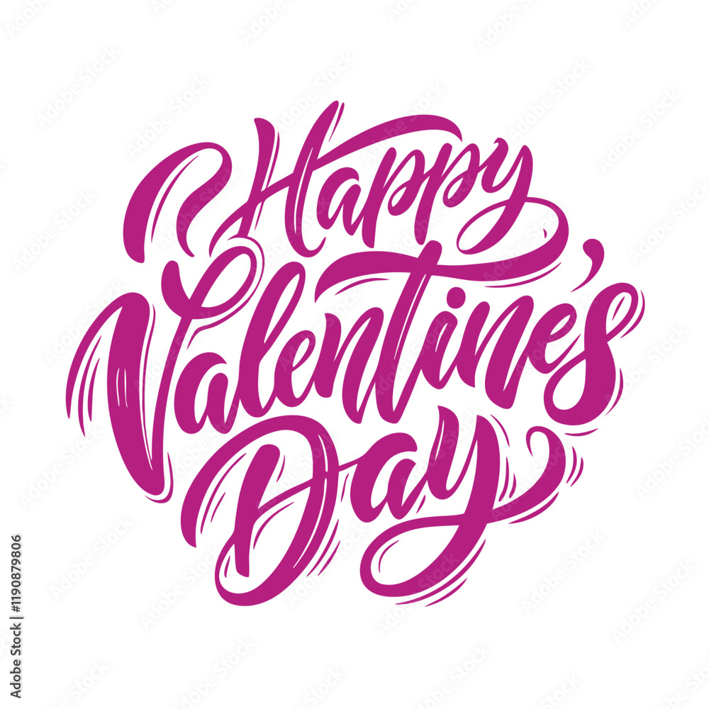 Fototapeta premium Colorful Hearts and Happy Valentines Day! Text Design line art icon sign silhouette vector illustration with fun brush ink calligraphy typography for photo overlays t-shirt print flyer poster design
