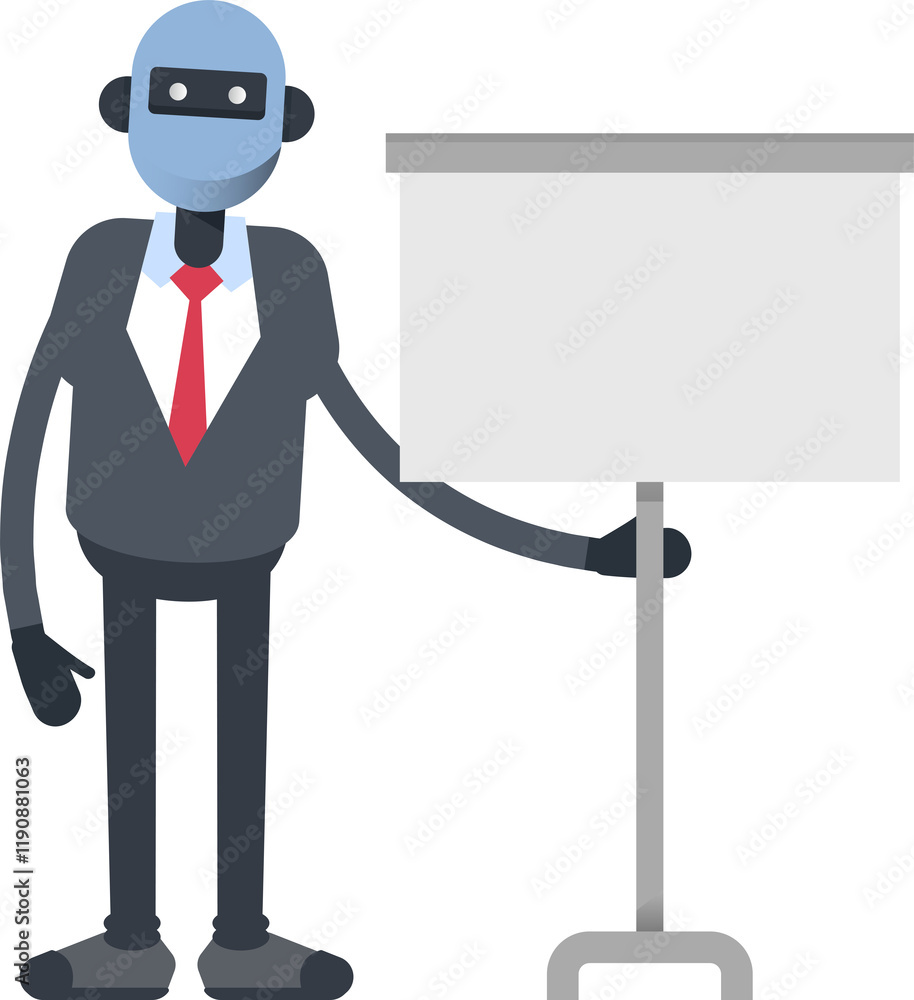 Humanoid Office Worker Character Presenting Whiteboard
Humanoid Office Worker Character Presenting Whiteboard