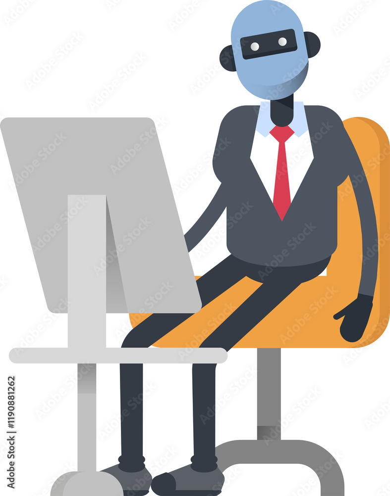 Humanoid Office Worker Character Working on Desktop
Humanoid Office Worker Character Working on Desktop