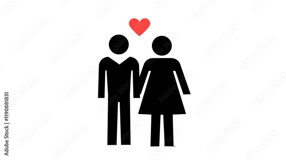 Animated Icon of Couple with Heartsimple. Animated icon of a man and woman with a red beating heart above them, symbolizing love, relationships, and togetherness. Perfect for romantic, family. Animated Icon of Couple with Heartsimple. Animated icon of a man and woman with a red beating heart above them, symbolizing love, relationships, and togetherness. Perfect for romantic, family.