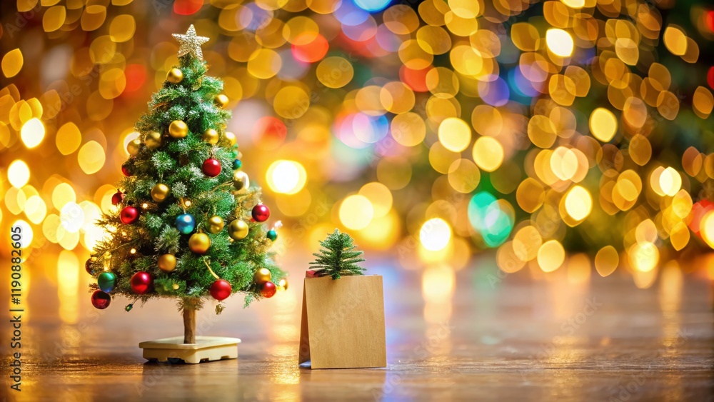 Miniature Christmas Tree with Blank Sign for Sale Advertisement - Tilt-Shift Photography Miniature Christmas Tree with Blank Sign for Sale Advertisement - Tilt-Shift Photography
