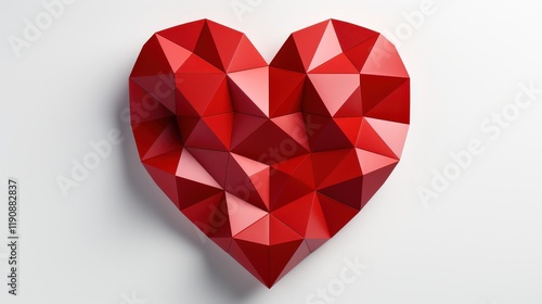 Wallpaper Mural Geometric Red Heart in Abstract Style with Triangular Facets and Clean Background for Creative and Romantic Concepts Torontodigital.ca